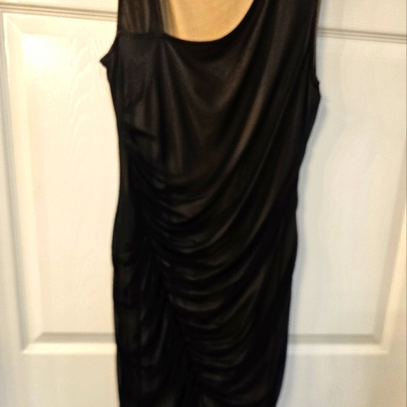 NWT DKNY Asymmetric Neck Sleaveless Shimmer Sheath Dress Size 10 Brown & Tan - Picture 2 of 12